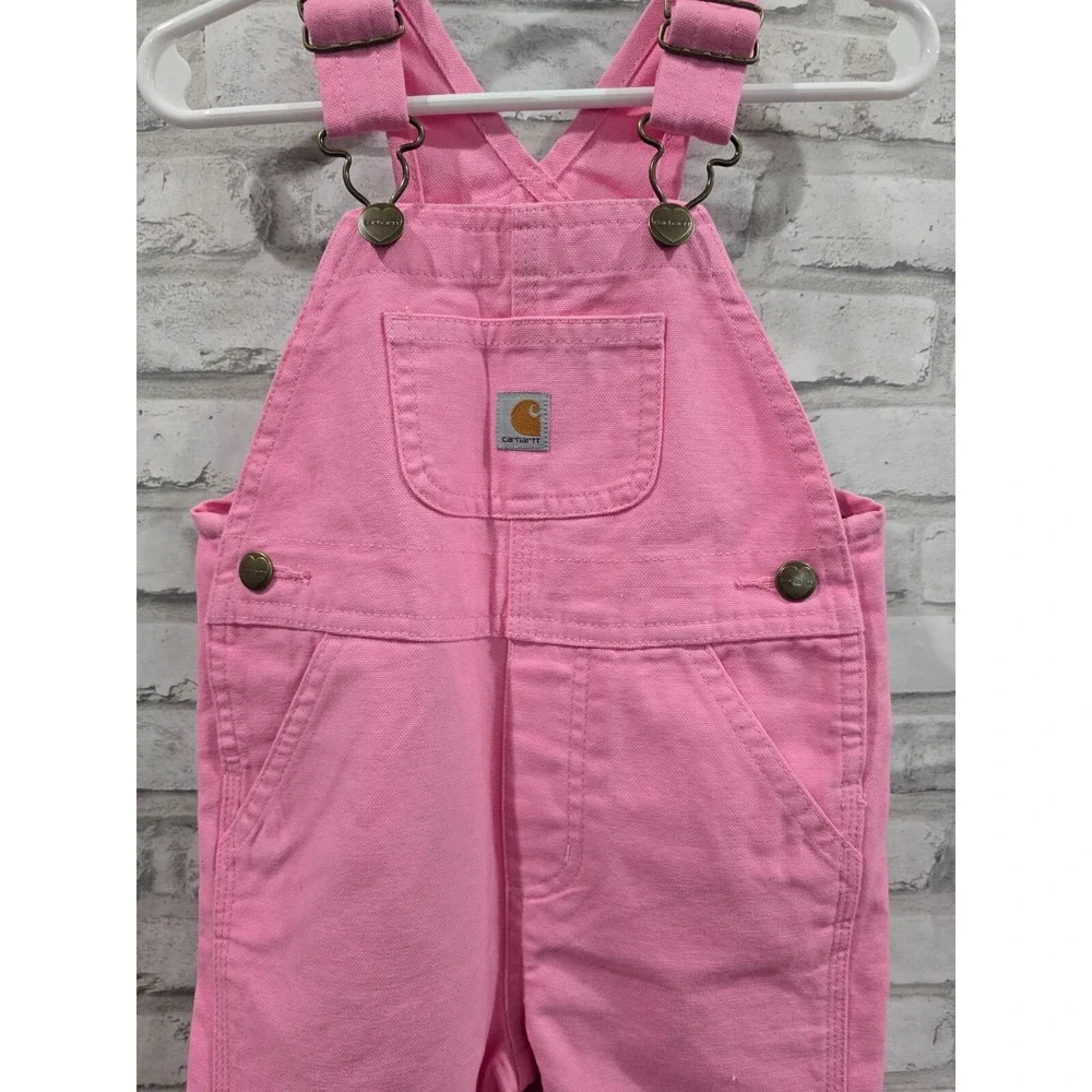 Carhartt Baby‎ Girls Bib Overalls Size 18M Adjustable Strap Patch Pink NWOT